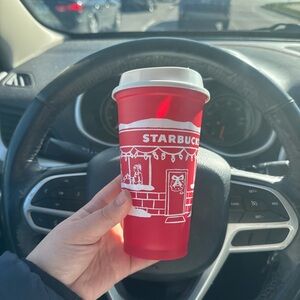 Starbucks Festive Red Cup with White Accents